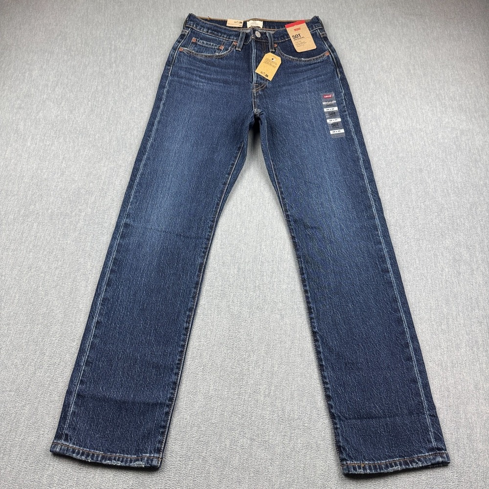 Levis Jeans Women 26x30 Blue 501 Original Fit Straight Leg Button Fly Casual NWT